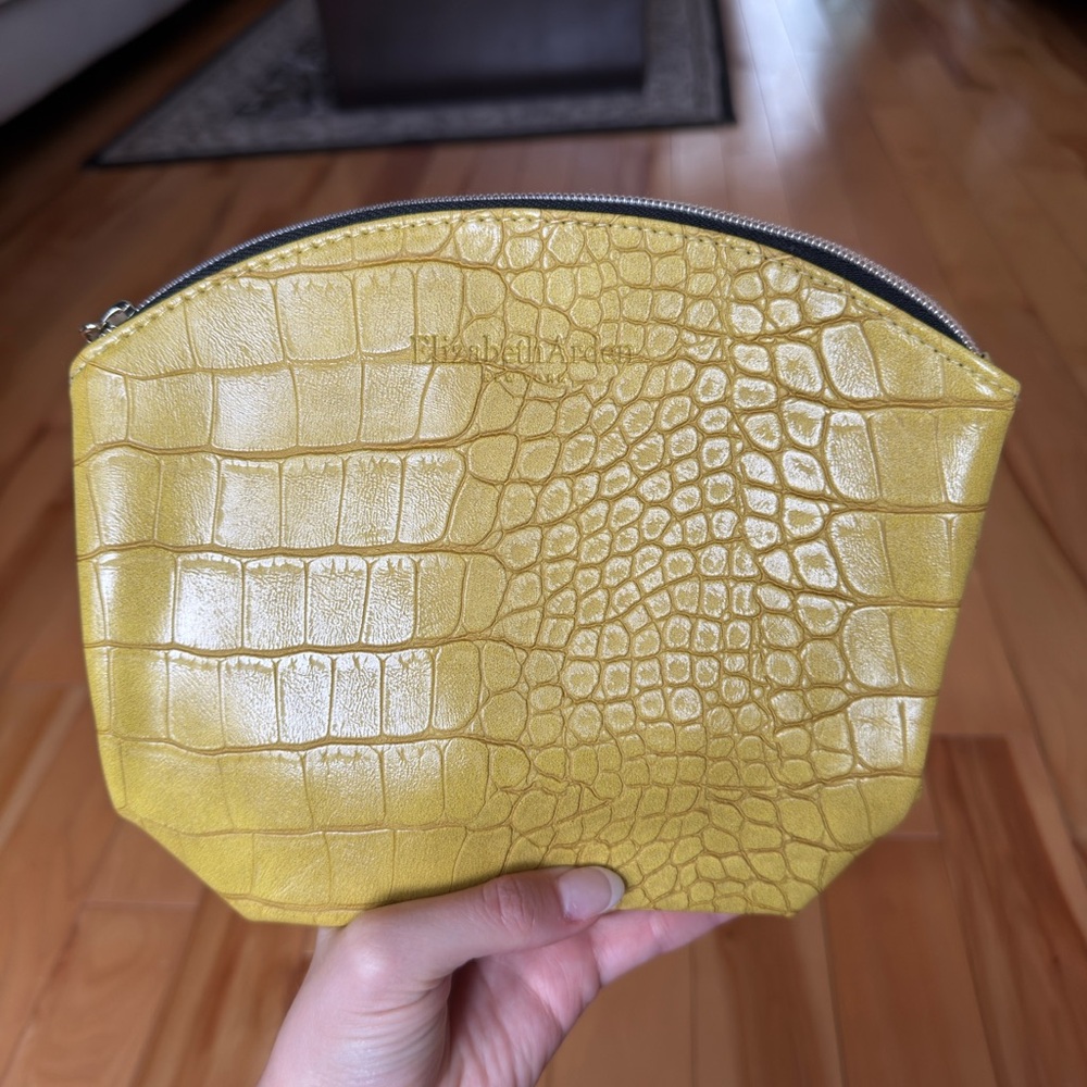 Elizabeth Arden Mustard Croc-Embossed Pouch